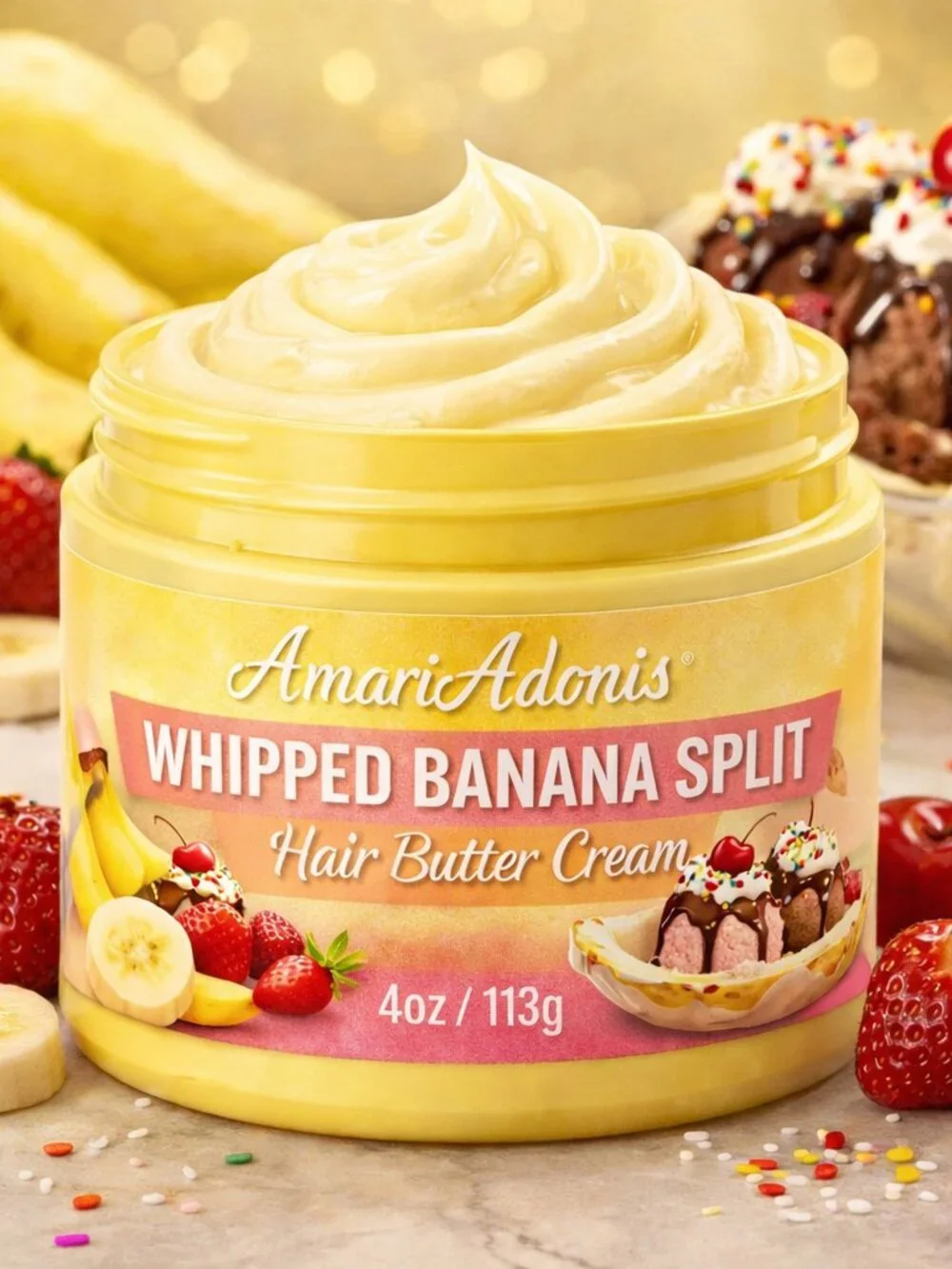 AmariAdonis Whipped Banana Split Hair Butter Cream 6oz